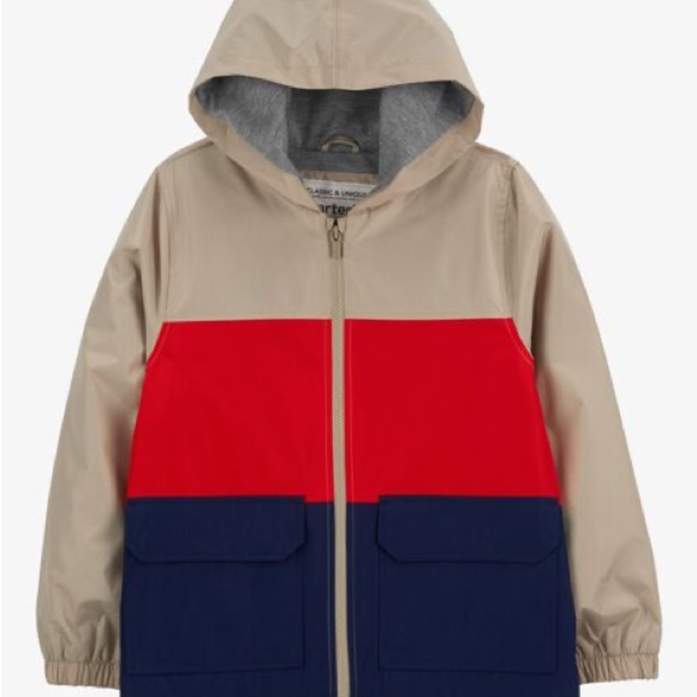 Carter's Red and Navy Kids Light Coat Raincoat NWOT Size 7 Boys Unisex - Picture 2 of 7